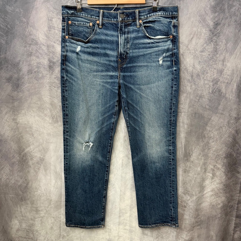 American Eagle Distressed Relaxed Straight Jeans Mens 34x30 Medium Wash Y2K